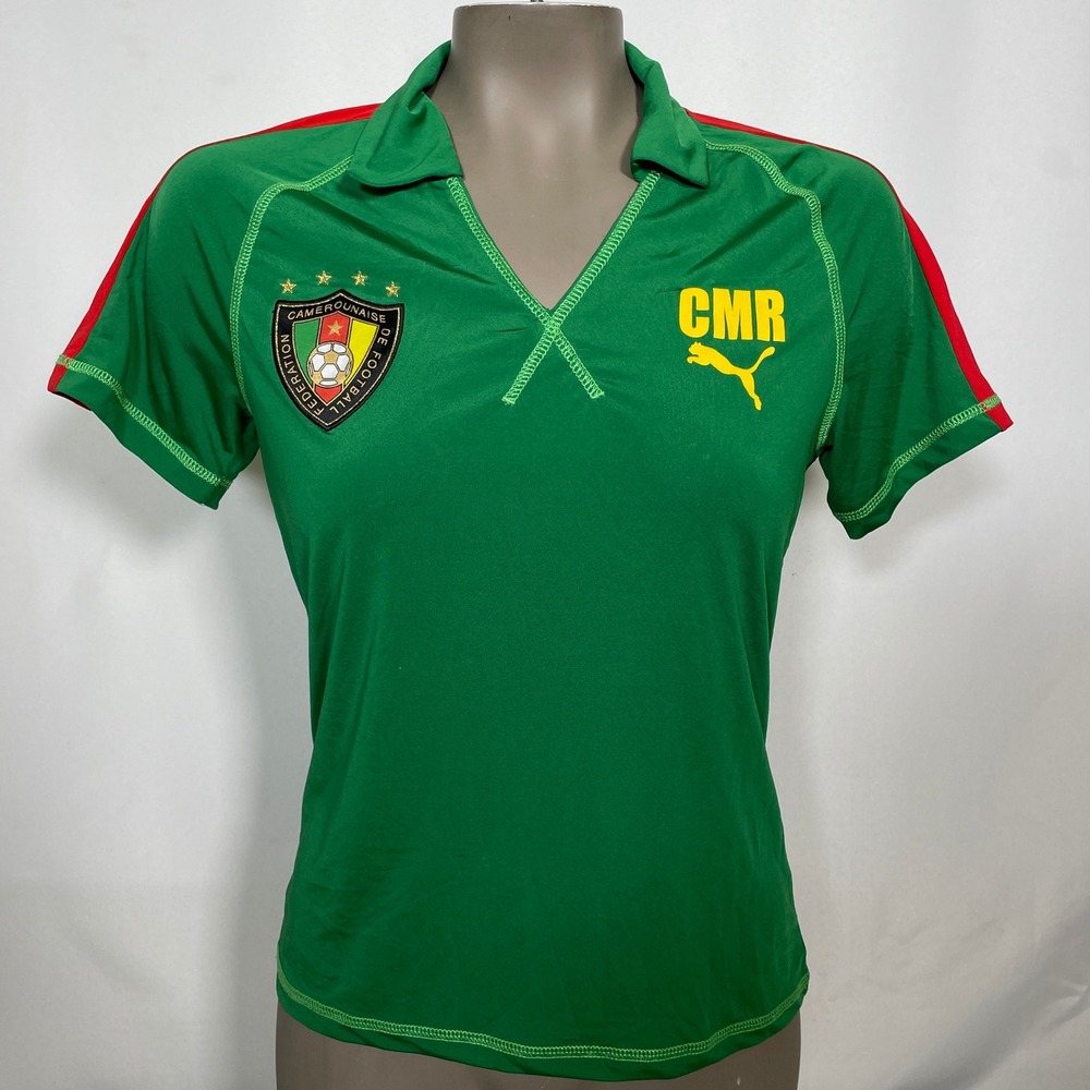 Cameroon National Team PUMA 2004/05 Green Slim Fit Soccer Jersey Women's LARGE